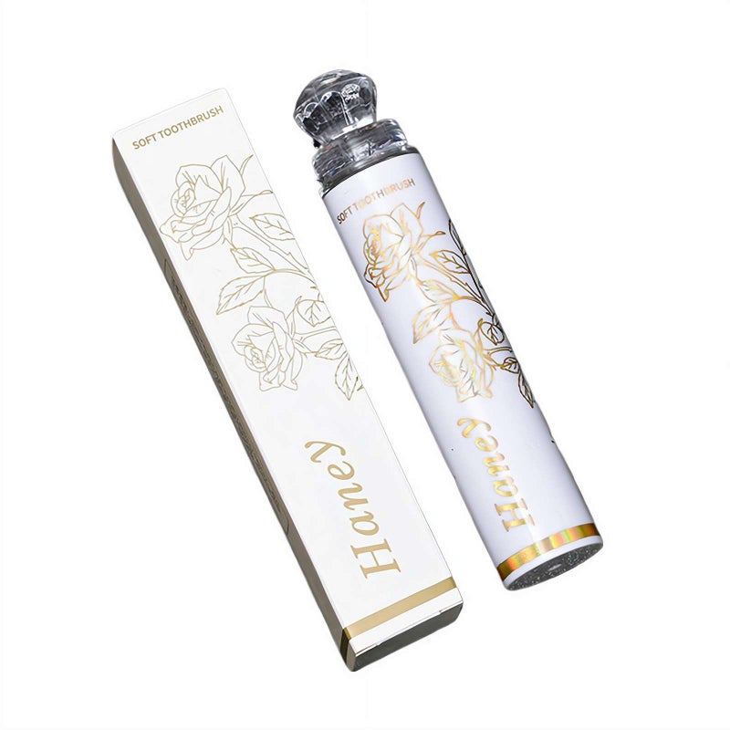 Portable Detachable Split Toothbrush – Lipstick & Star Flower Design, Soft Bristles for Sensitive Teeth, Compact & Lightweight for Business Trips, Camping, Travel (White 1pcs) - Image 1